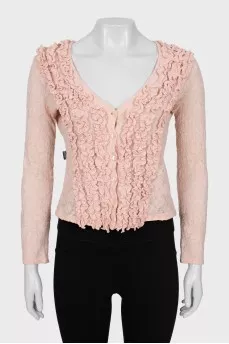 Cropped Cardigan with Ruffles
