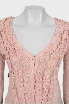 Cropped Cardigan with Ruffles