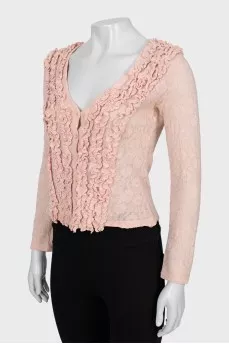 Cropped Cardigan with Ruffles