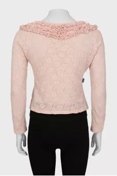 Cropped Cardigan with Ruffles
