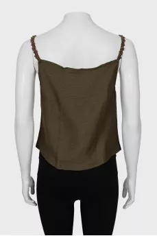 Green tank top with decorative straps