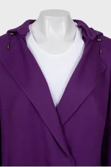Wool coat with detachable hood