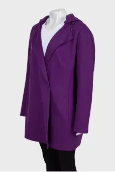 Wool coat with detachable hood