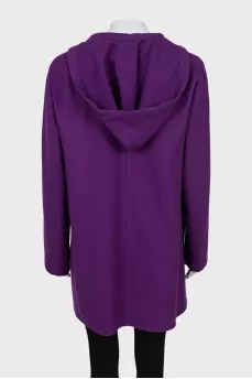 Wool coat with detachable hood