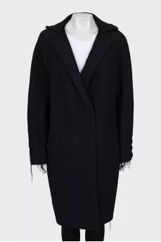 Wool coat with raw edge