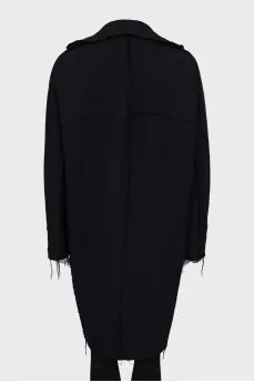 Wool coat with raw edge