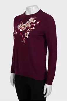 Burgundy jumper with embroidery