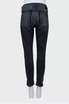 Ripped effect button down jeans