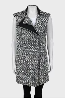 Tweed vest with zipper