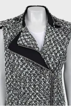 Tweed vest with zipper