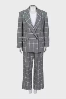 Checkered suit with palazzo pants