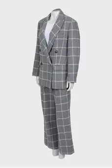 Checkered suit with palazzo pants