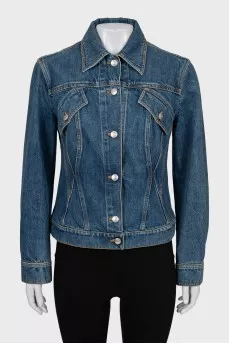 Slim fit denim jacket with decor