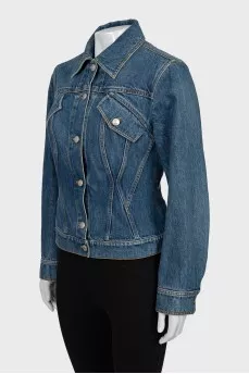 Slim fit denim jacket with decor