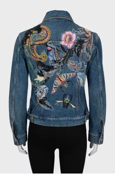 Slim fit denim jacket with decor