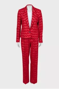 Red printed suit