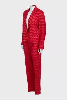 Red printed suit