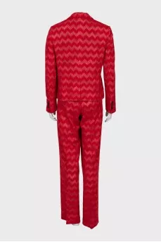 Red printed suit