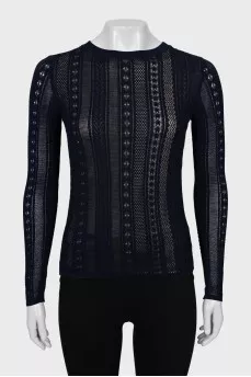 Wool sweater with mesh lining