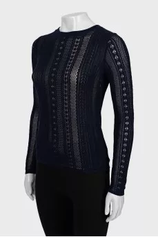 Wool sweater with mesh lining