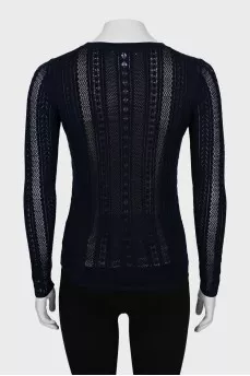 Wool sweater with mesh lining