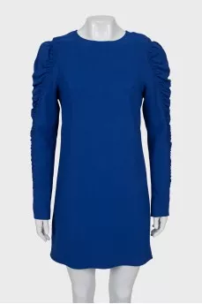 Mini dress with draped sleeves