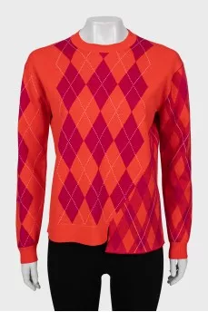 Wool sweater with check print