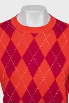 Wool sweater with check print
