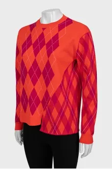 Wool sweater with check print