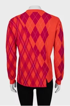 Wool sweater with check print