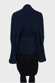 Two-tone cardigan with belt