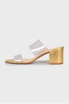 Gold block heel sandals