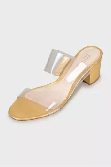 Gold block heel sandals