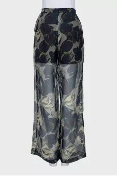 Translucent silk trousers