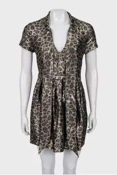 Animal print dress with tie