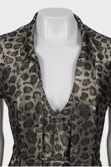 Animal print dress with tie