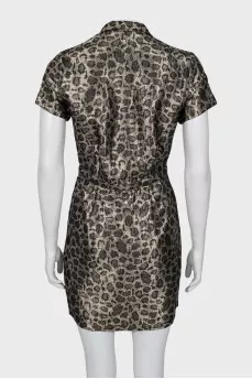 Animal print dress with tie