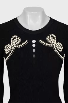 Ribbed longsleeve decorated with pearls