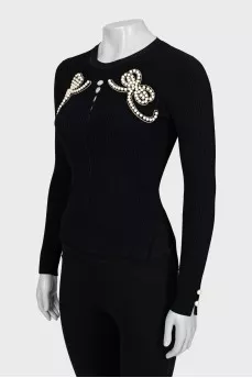 Ribbed longsleeve decorated with pearls