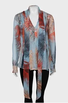Silk blouse with tie