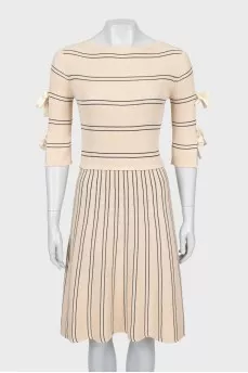 Knitted dress with combined stripes