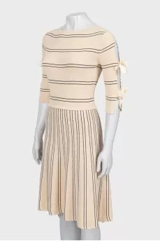 Knitted dress with combined stripes