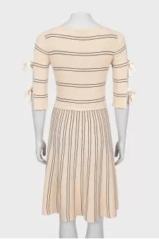 Knitted dress with combined stripes