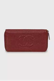 Leather wallet with embossed logo