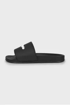 Black slides with embossed logo
