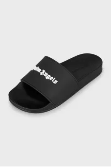 Black slides with embossed logo