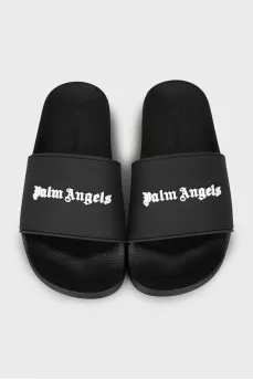 Black slides with embossed logo