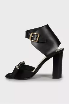 Embellished block heel sandals