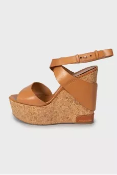 Embossed wedge sandals