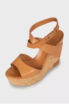 Embossed wedge sandals